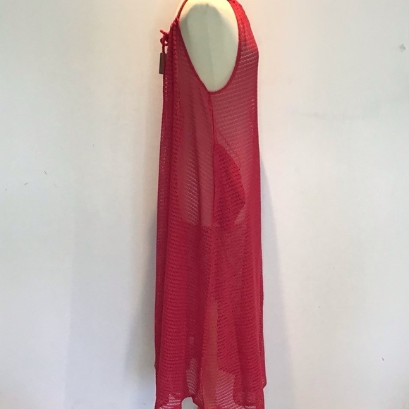 Haute Hippie Magenta Mesh Knit Drawstring Halter Neck Maxi Dress Coverup XL NWT - Picture 3 of 8